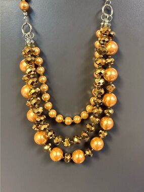 Precious Collection - 24” Three-strand Beaded Necklace & Matching Earrings